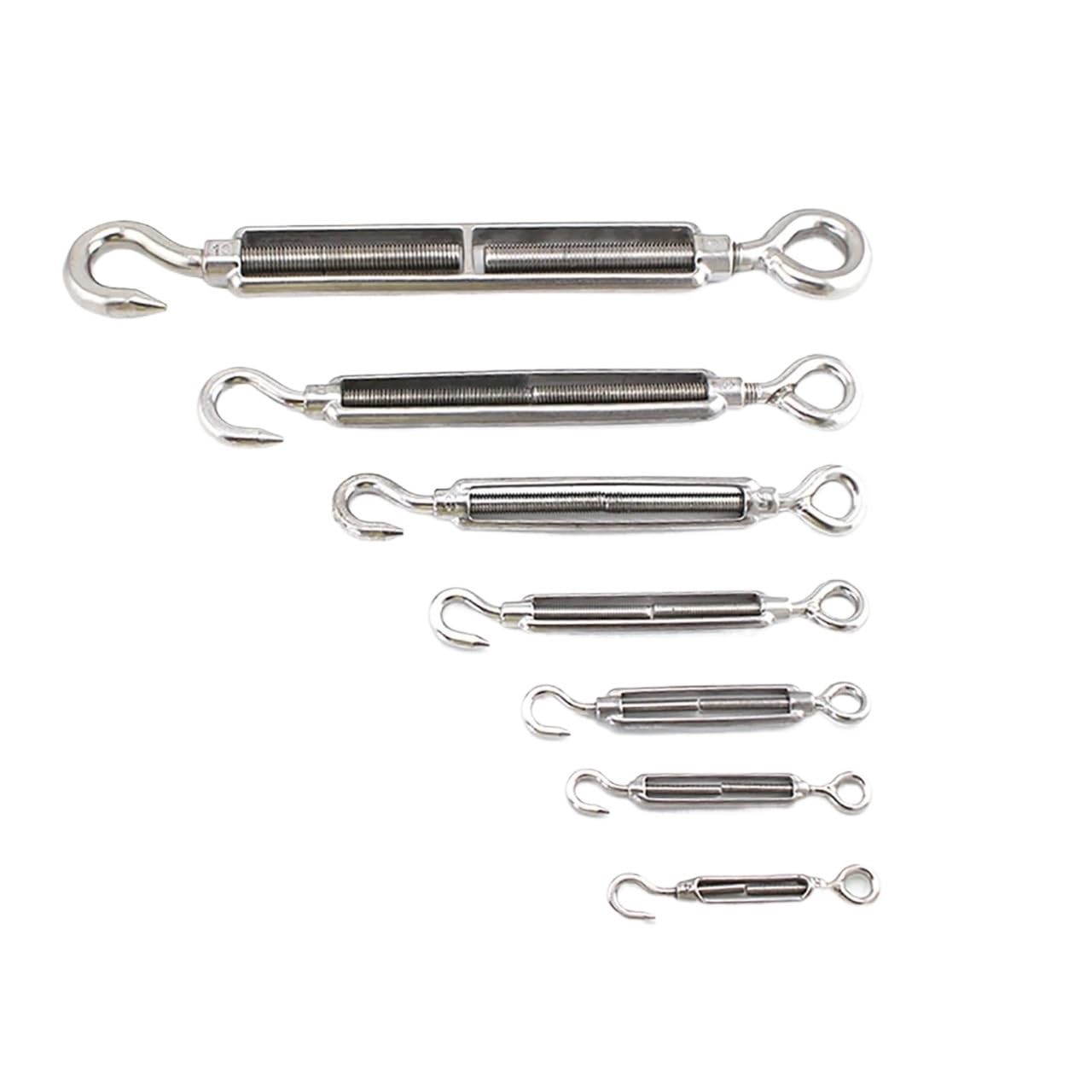 10 pz M4 M5 M6 M8 M10 M12 M14 Tenditore for tensione della fune metallica con gancio e occhiello in acciaio inossidabile 304 per Recinzioni e Supportos Piantes(M8)
