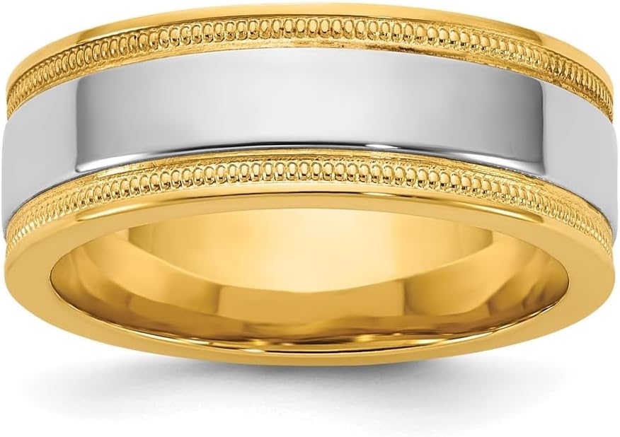 Jewels By Lux 14k Two-Tone Yellow and White Gold Milgrain Wedding Band