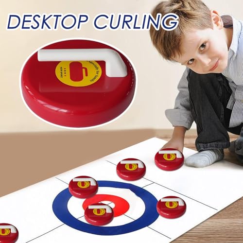 Jeu de table curling a glisse fluide avec mini pierres lestees - 2