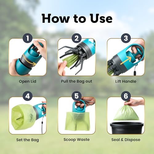 Image of KRISME Home Portable Dog Pooper Scooper for Walks - Handheld Poop Picker with Bag Attached - Lightweight Dog Poop Catcher & Claw Grabber - Compact Poop Scooper for Dogs, Easy Mess-Free Cleanup