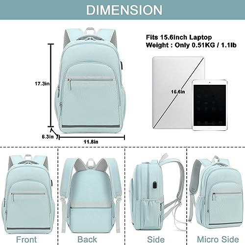 Bluboon Backpack for Women 15.6 Inch Laptop Bookbag College School Backpack Girls Schoolbag Compartment Daypack for Business Travel with USB Charging Port（Oxford Grey2