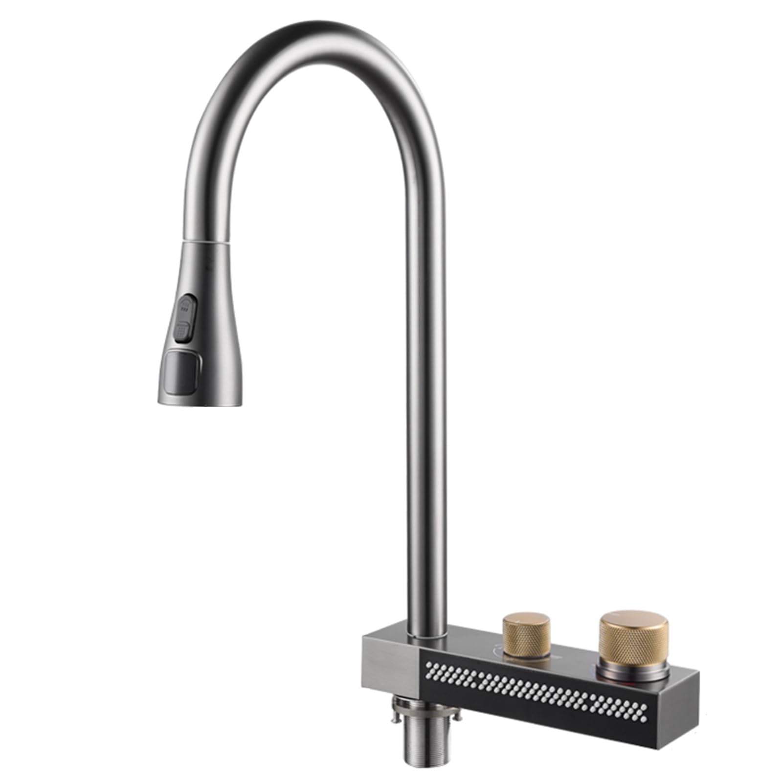 ZQFHSX Kitchen Sink Faucets, with Rotary Adjustment Button, Four Water Outlet Modes, Pull Down Sprayer, for
