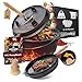 GUSSKÖNIG Dutch Oven Set - Eingebrannter Dutch Oven 9 Liter [6-10 Person]-Feuertopf Gusseisen mit Füßen-Schmortopf Doppelfunktion-2in1 Deckelheber, Bürste & DutchOven Rezeptbuch-30 Jahre Garantie