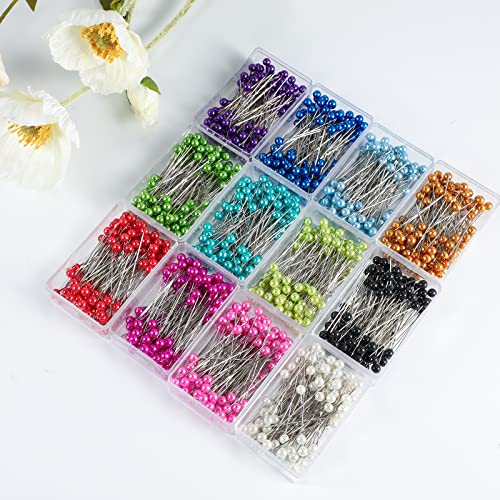 image for AIEX 1200 Pieces Sewing Pins Multicolor Head Pins Straight for Dressma