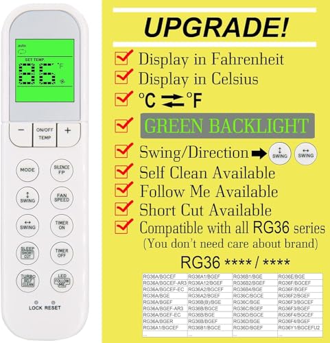 Télécommande pour climatiseur Frigidaire résolvant les pannes RG36F