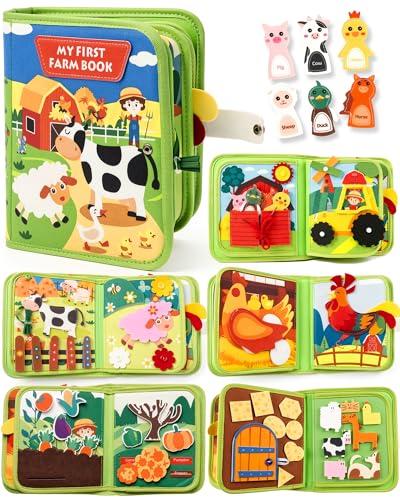 Image of Montessori Busy Book, 10-Page Sensory Activity Toy, Farm