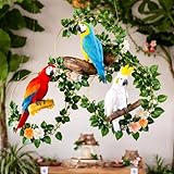 List of Colorful Tropical Birds 10 Gueevin 3 Set Tropical Bird Wall Decor, Artificial Vines with Parrot Honeycomb Ornaments for Jungle Rainforest Rio Birthday Theme, Hanging Decorations for Luau Tiki Bar Summer Beach Party