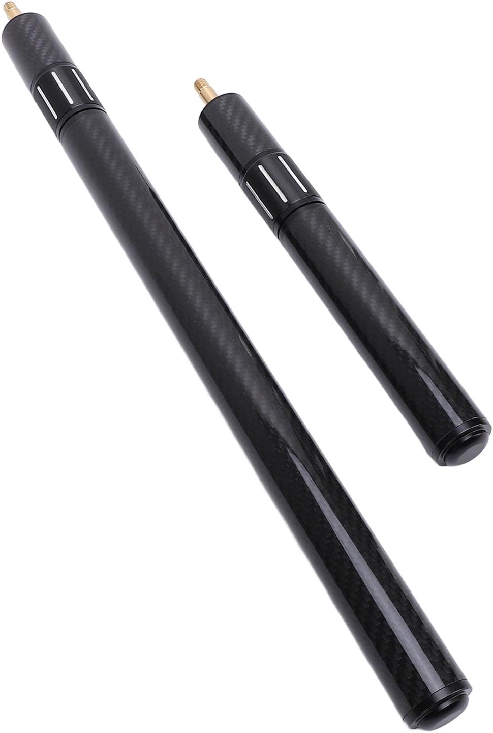 プールキュー延長棒 2本（17インチと9インチ）、カーボンファイバーとアルミ合金製のビリヤードキュー延長パーツで、コントロールとリー