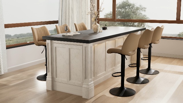 Rowill Set de 2 Butacos de Barra Modernos con Altura Ajustable y Giro 360°, Asiento de Cuero Sintético Blanco miniatura 7