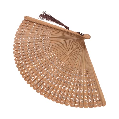 Alipis Abanico Plegable Pequeño de Bambú Negro, Ventilador Manual Calado Estilo Tradicional Chino y Japonés, Adecuado para Mujer en Eventos Tradicionales y Verano, 18 CM