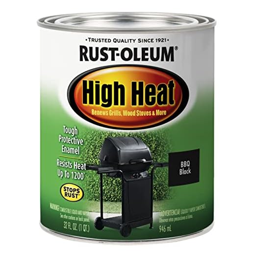 Rust-Oleum 7778502 High Brush On Paint Heat Protective Enamel, 32 Fl Oz (Pack of 1), Bar-B-Que Black