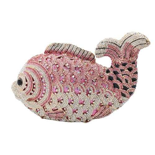 Image of Women Mini Fish Clutch Luxury Rhinestones Purse Sparkling Banquet Handbag Wedding Party Clutch Bag