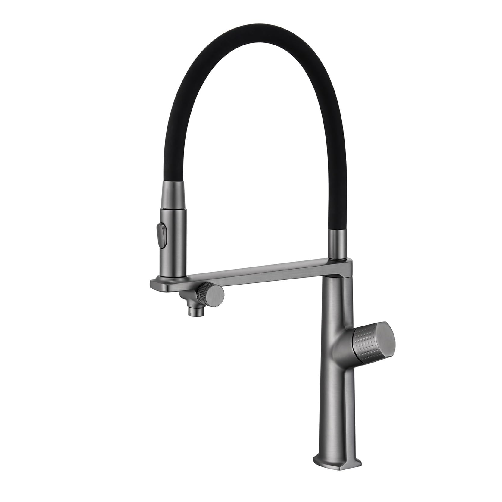 Robinet de cuisine laiton gris pistolet de luxe mitigeur double poignée chic