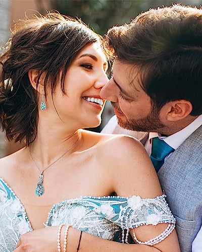 BDL Genuine Turquoise Jewelry for Women, Sterling Silver Earrings and Necklaces for Women, Leverback Dangle Drop Earrings Jewelry…3