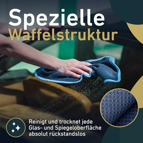 Aurum-Performance® Saugstarkes Waffeltuch für Autoscheiben und Fenstertuch - 100% Fusselfrei und absolut streifenfreie Scheibenreinigung (3er Set, 40x30cm)