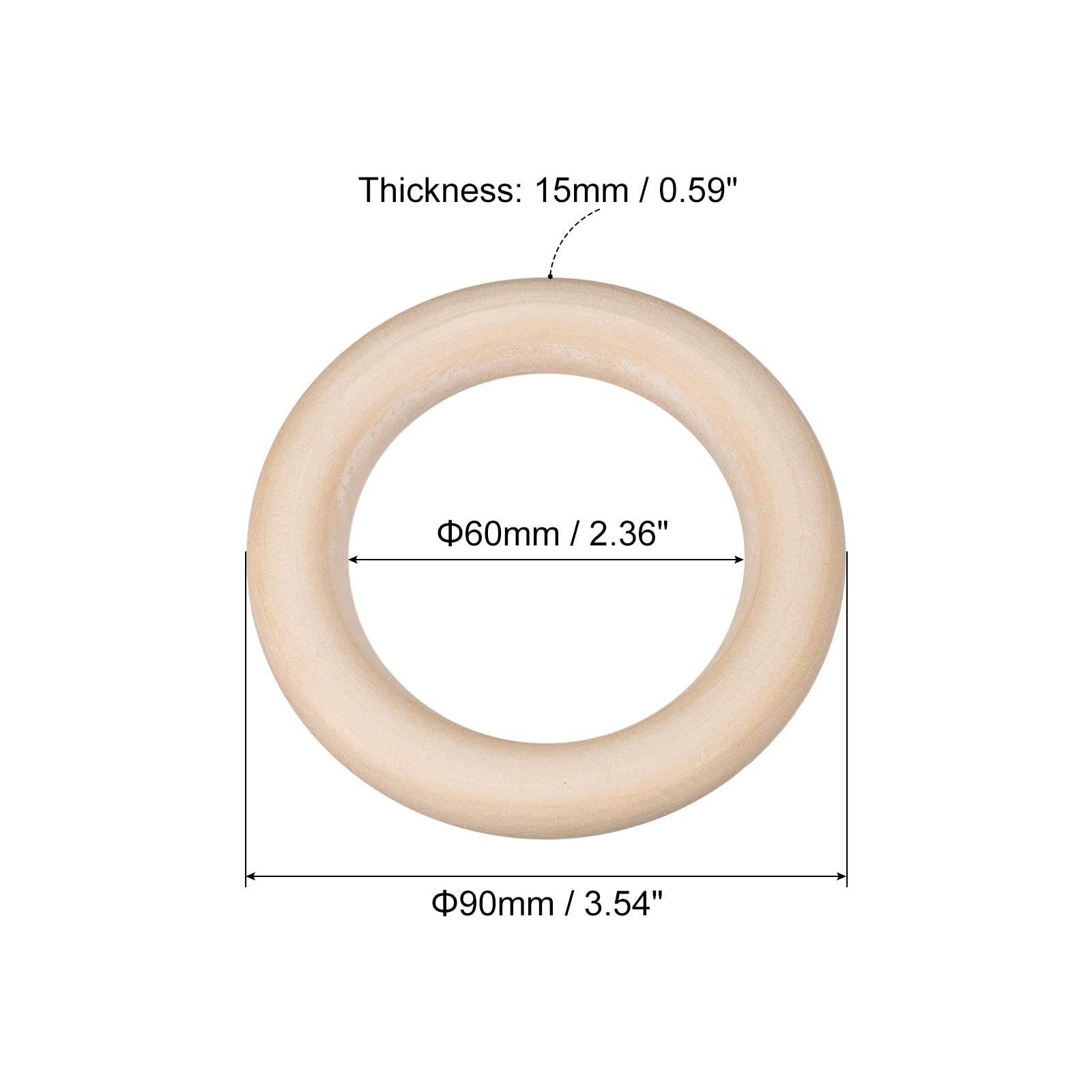 QUARKZMAN 20pz 90mm(3.5" Naturale Legno orings 15mm Spesso Legno Cerchi