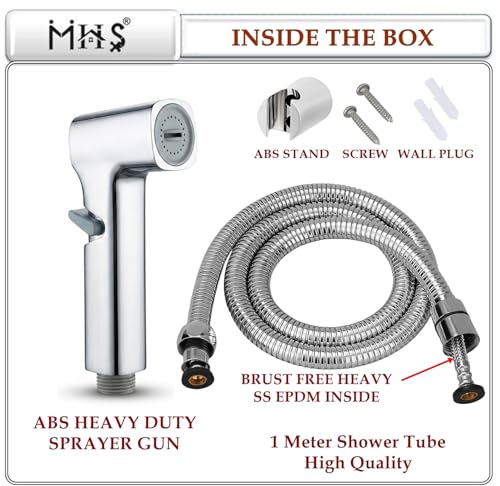 Image of MHS High Pressure Jet Spray for Toilet | Health Faucet Set with Hand Shower Gun & 1M SS Hose Pipe | Bathroom Toilet Jet Spray for Hygiene Cleaning | Toilet Gun for Western Toilet (Square Updown Abs)