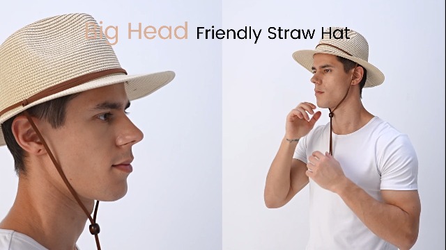 Zylioo Large Straw Sun Hats,Big Heads Fedora Panama Hat for Summer