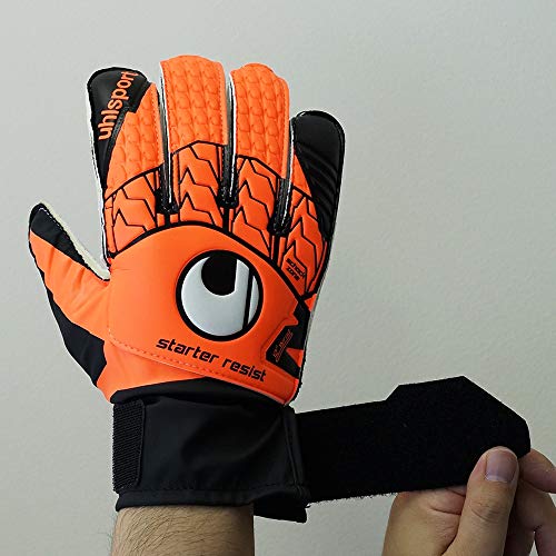 UHLSPORT - UHLSPORT STARTER RESIST - Gant gardien football - Paume Latex Soft - Coupe classique - orange fluo/noir/blanc, Taille 4