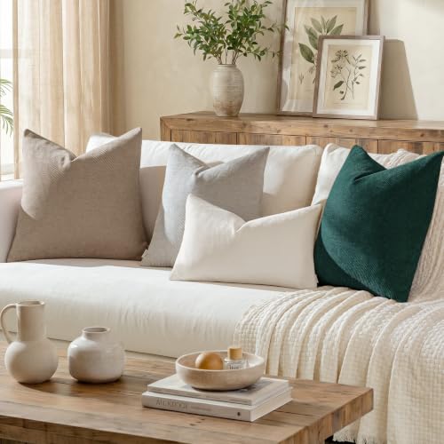 Image of a moment Pack of 2 Decorative Chenille Throw Pillow Covers with Twill Cushion Covers for Sofa Living Room Couch Bed 16x16 Inch Dark Teal
