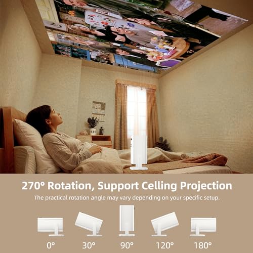 Mini Projector 4K Support, Portable Projector Full HD 1080P Support | Short Throw, 270° Rotation, Outdoor&Indoor, Ceiling Projection, Smartphone, TV Stick, Laptop, HDMI, USB, PS5 Compatible - image 7