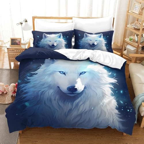 Housse de couette microfibre 140x200 respirante résistante loup - 3