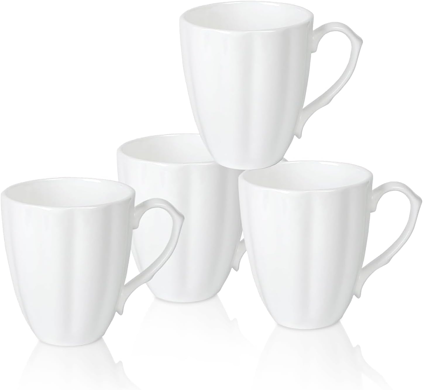 Fine Bone China Coffee Mugs Set of 4(15 oz), Pumpkin Shaped Mugs, Ceramic Tea Cups, DIY Gift, Festival, Oven Microwave Dishwasher Safe