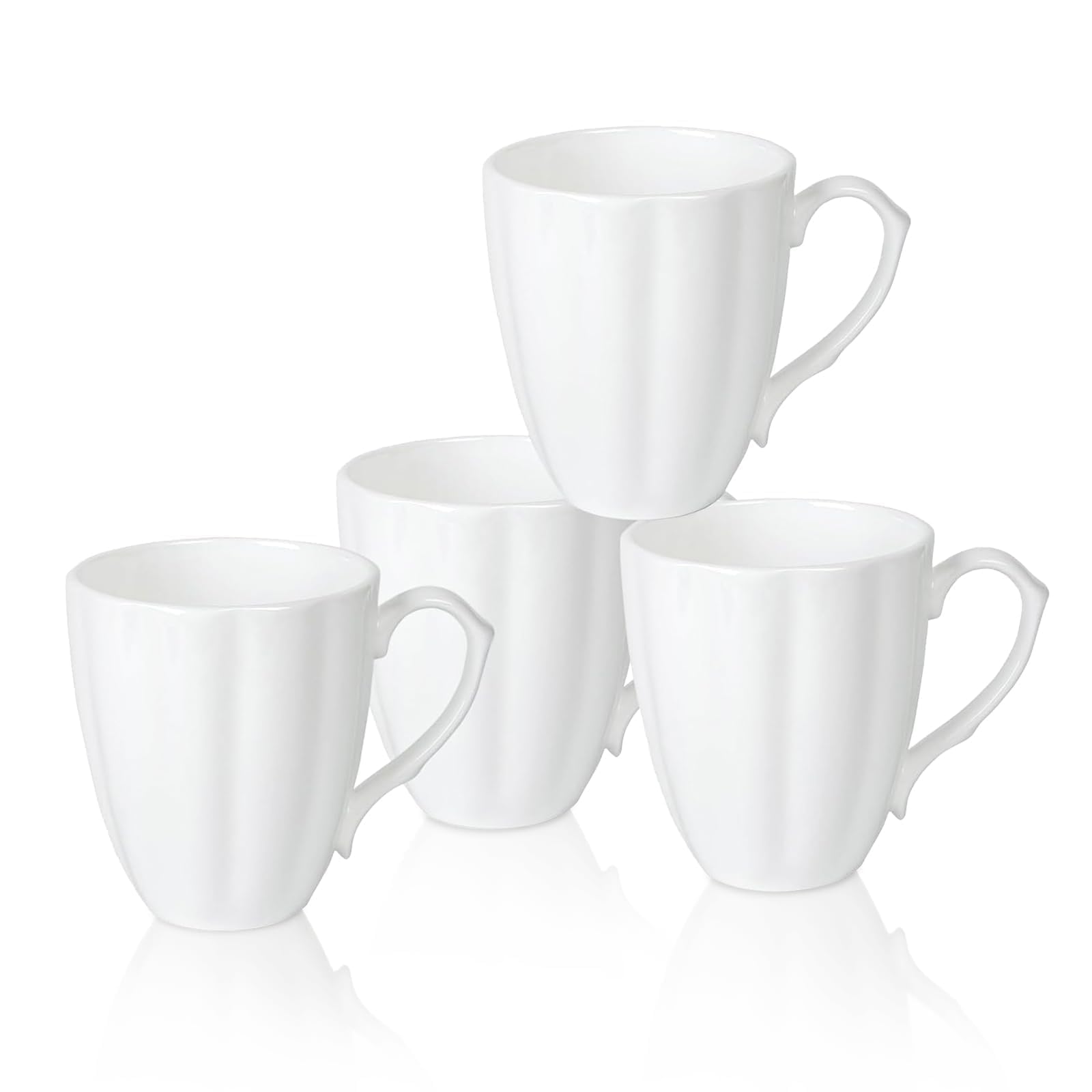 COSTMANCE Fine Bone China Coffee Mugs Set of 4(12 oz), Pumpkin Shaped Mugs, Ceramic Tea Cups, DIY Gift, Festival, Oven Microwave Dishwasher Safe — image 1