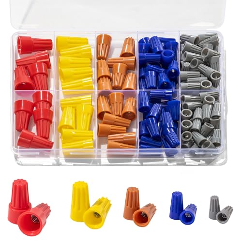 Secmity 122 Pcs Wire Connectors Nuts Assortment Kit, 5 Size Colorful Electric Wire Caps Electrical...