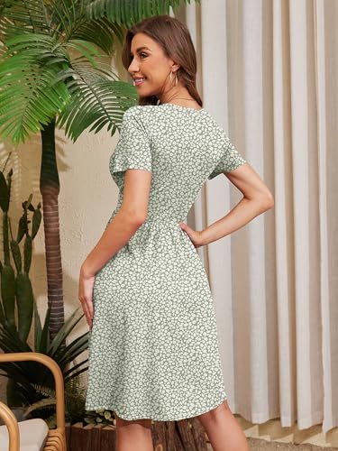 Image of Heymoments Womens Summer Short Sleeve Casual Dresses V-Neck Beach Dress with Pockets S-2XL