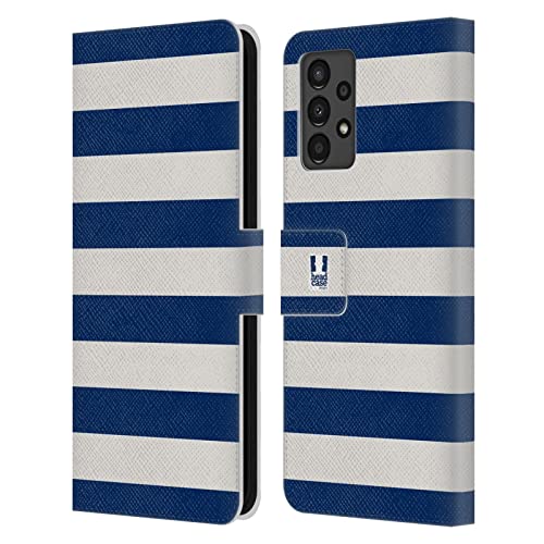Samsung Galaxy A13 housse portefeuille motifs rayures bleu ciel pour vos sorties