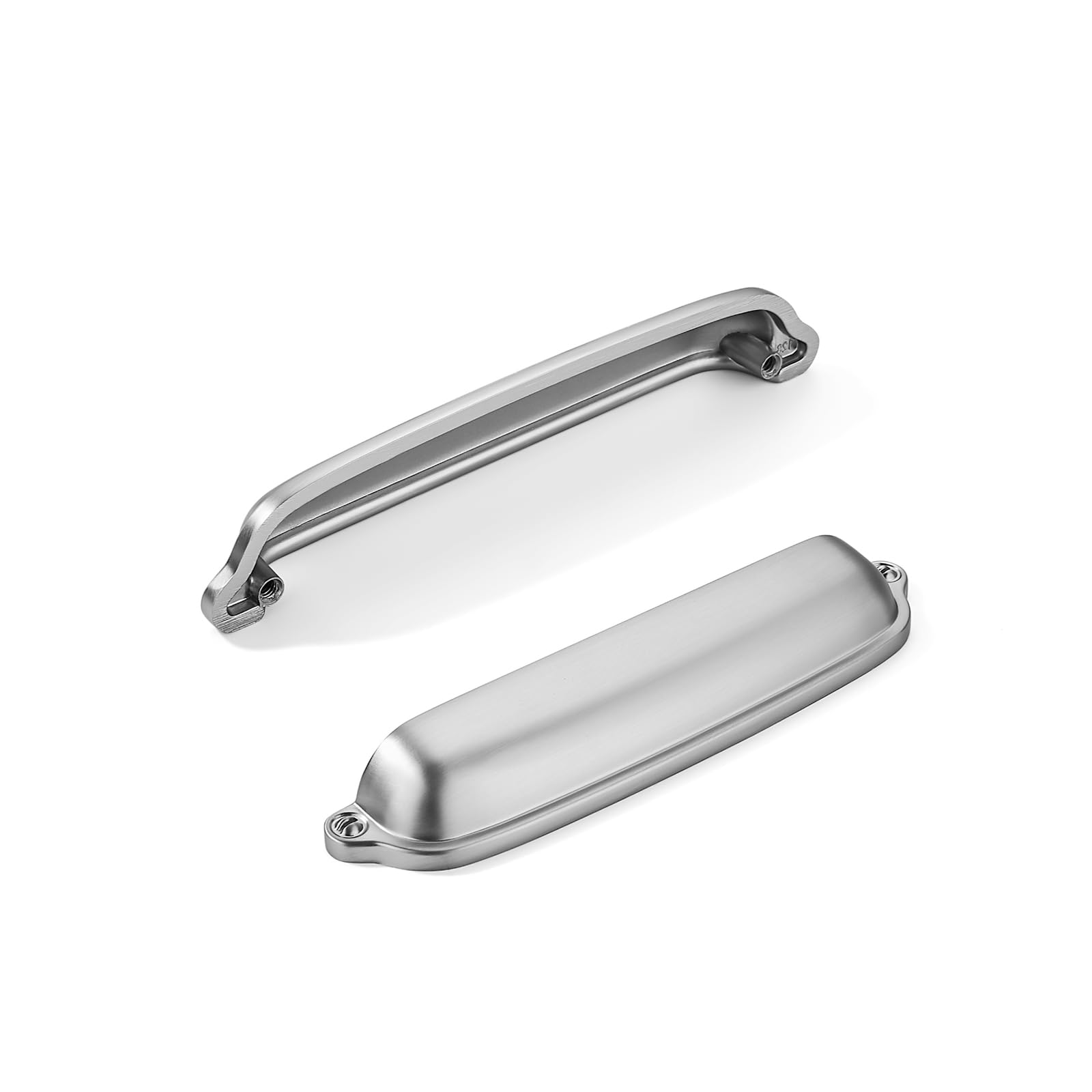 khtumeware 2 Pack Brushed Nickel Cup Pulls 4 Inch Center to Center - Cabinet & Drawer Handles for Kitchen Hardware