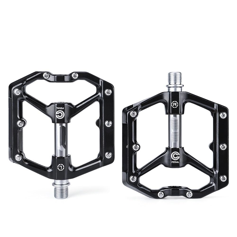 Pedales Mtb Pedales reflectantes MTB Pedal de bicicleta ultraligero de aluminio Rodamiento sellado Plataforma plana Antideslizante for todo tipo de terrenos Pedales Bicicleta MontañA(Black titanium)