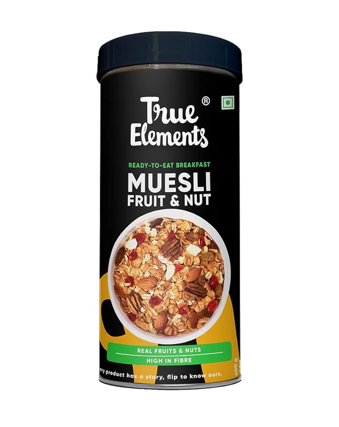True Elements Muesli Fruit and Nuts 400g 11g Clean Protein Cereal
