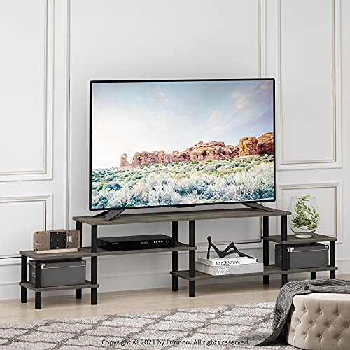 Image of Furinno Turn-N-Tube TV Stand, 3-Tier Open Design Entertainment Center with Shelf, TV Console for TV up to 55 Inch, Toolless Assembly, for Living Room, Bedroom, French Oak