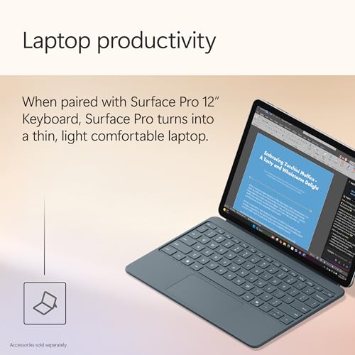 Microsoft Surface Pro 2-in-1 Laptop/Tablet (2025), Windows 11 Copilot+ PC, 12" Touchscreen Display, Snapdragon X Plus (8 Core), 16GB RAM, 512GB Storage, Ocean by Microsoft - Image 4