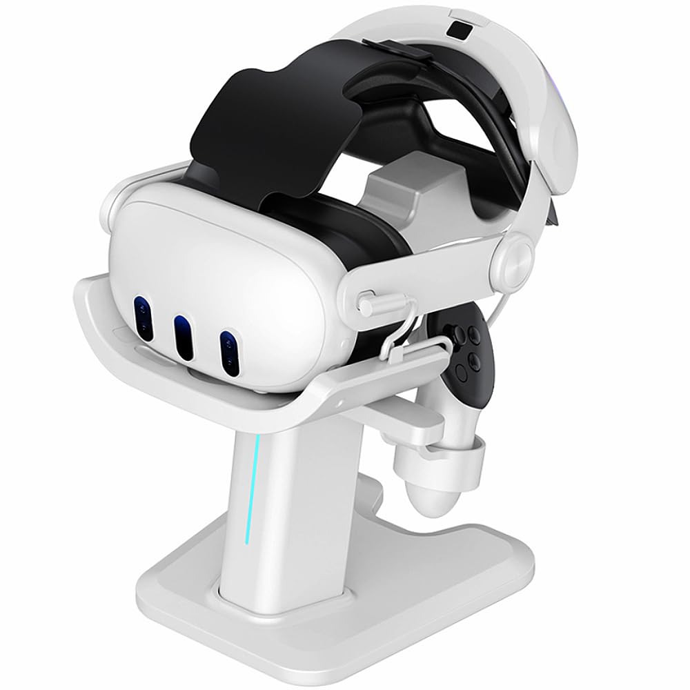 BeisDirect per Meta Quest 3 Headset Charging Dock, VR Display Stand Accessori Compatibile con Meta Quest 3 VR Headset e controller touch, base di supporto stazione con luce LED