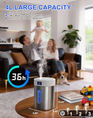 Stainless Steel Humidifiers for Bedroom,Large Room,Baby Nursery,Plants,Home - Image 3