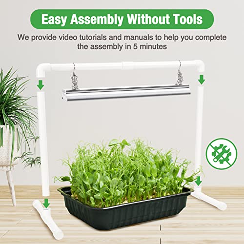 Soligt Grow Light For Seed Starting With Stand, Double Tube Warm White Full Spectrum Seedling Grow Light For Indoor Plants, 80 Led Chips, Height Adjustable, 2Ft #TOP5