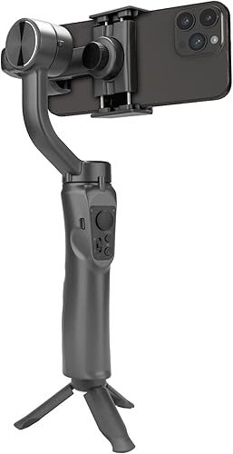 Korecase Estabilizador de cardán de 3 ejes para teléfono inteligente con trípode, portátil y plegable, equilibrio de mano con modo deportivo Smart