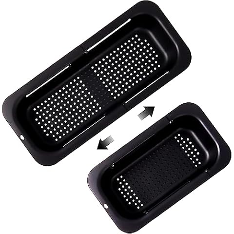KesaPlan Collapsible Sink Colanders and Strainers Basket Extendable Plastic Fruit Vegetable Strainer Drainer Basket for Kitchen (Length 13.6 inch-18.7 inch) (black) Cover