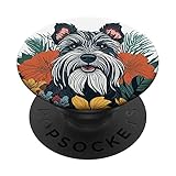 amante del cane sorridente miniature schnauzer fiori floreali donne popsockets popgrip intercambiabile