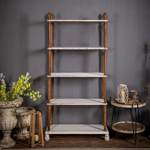 SOFE-Farmhouse-Bookcase-Shelf-Wood-Book-Shelf-74-Inch-Tall-5-Tier-Distressed-White-Shelving-Units-and-Storage-Free-Standing-Shelves-for-Storage-Living-Room-Study-Room-Kitchen SOFE Farmhouse Bookcase Shelf Wood Book Shelf 74 Inch Tall 5 Tier Distressed White Shelving Units and Storage Free Standing Shelves for Storage Living Room Study Room Kitchen