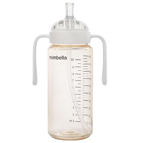 Biberones y vasos para sorber 2 en 1 con asa, biberón clásico Mombella y vaso con pajita, botella de agua para niños pequeños, pezón de silicona
