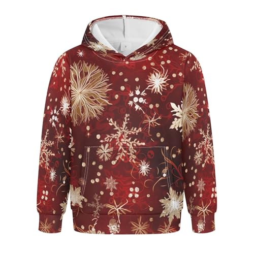 Kids Hoodies Sweaters Christmas Xmas Snowflake Hooded Sweatshirts with Big Pockets for Boys Girls B0400382