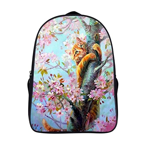 Sac à dos d'école 3D grand volume avec bretelles confortables motif chat