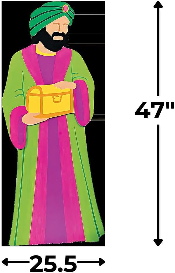 Fun Express Three Kings Outdoor Nativity Set - Premium Metal Wise Men Christmas Yard Decorations 25.5"-47" | Weatherproof Holiday Lawn Decor for Nativity Scene Display | Vibrant Multicolor Design