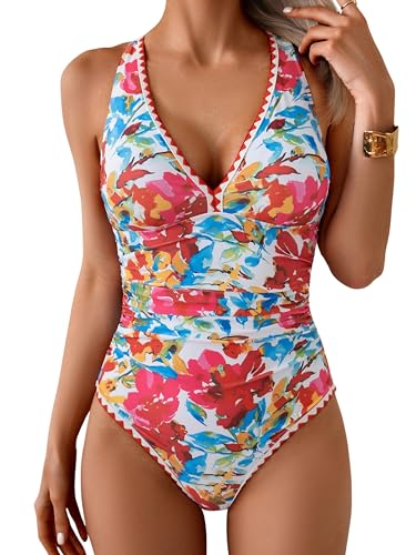 B2prity Women's One Piece Swimsuit Tummy Control Shell Stitch Bathing Suit