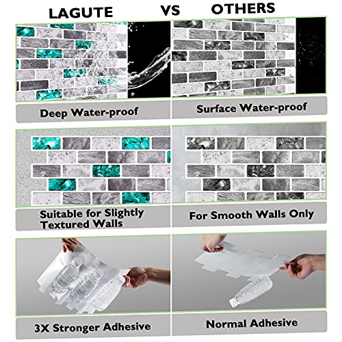 Lagute Peel And Stick Tiles Backsplash, Self Adhesive Tile Stick On Tile For Kitchen And Bathroom Wall Decor, 12" X 12", Green Emerald And Marble /10-Sheet #TOP3