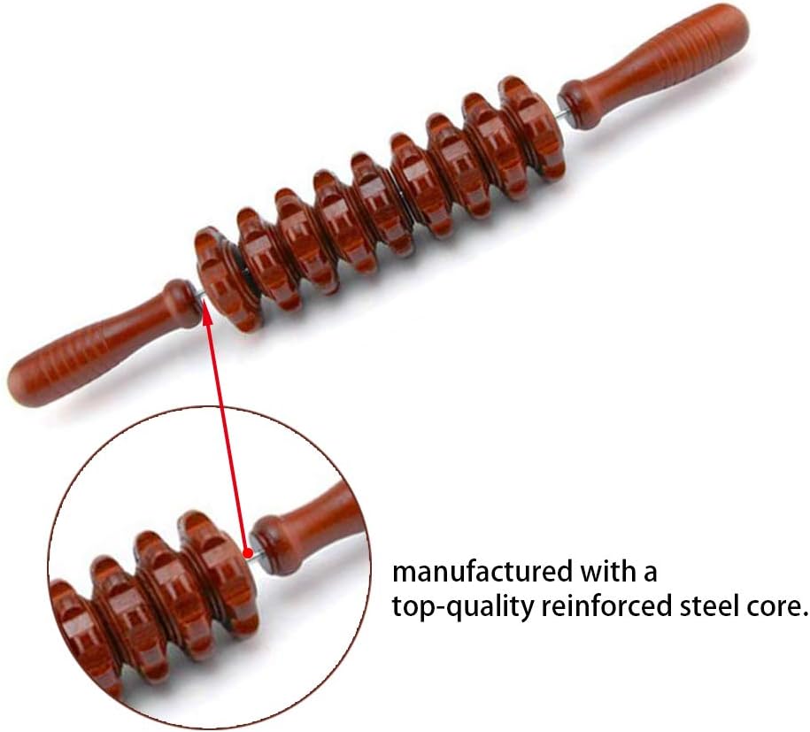 Jitnetiy Wooden Massage Roller Handheld Cellulite Sore Trigger Points with 9 Balls (1 Pack, White) : Health & Household